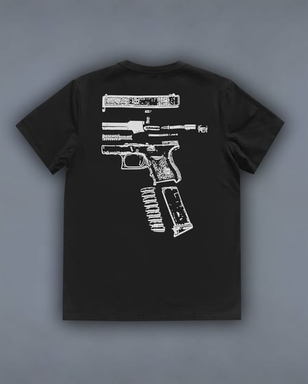 Футболка з принтом In Glock We Trust чорна We feel