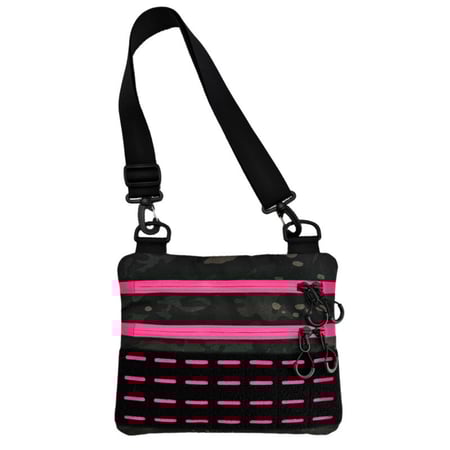 Тактична чоловіча сумка через плече RoKit Multicam Black Pink M із MOLLE та панеллю велкро