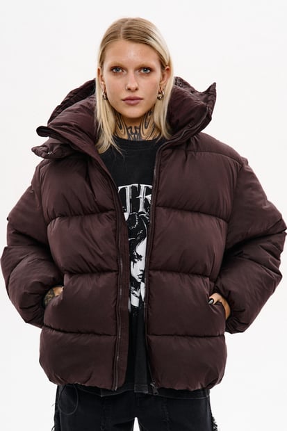 Зимовий водо-вітрозахисний пуховик оверсайз крою "Хлоя", шоколад TURWEAR
