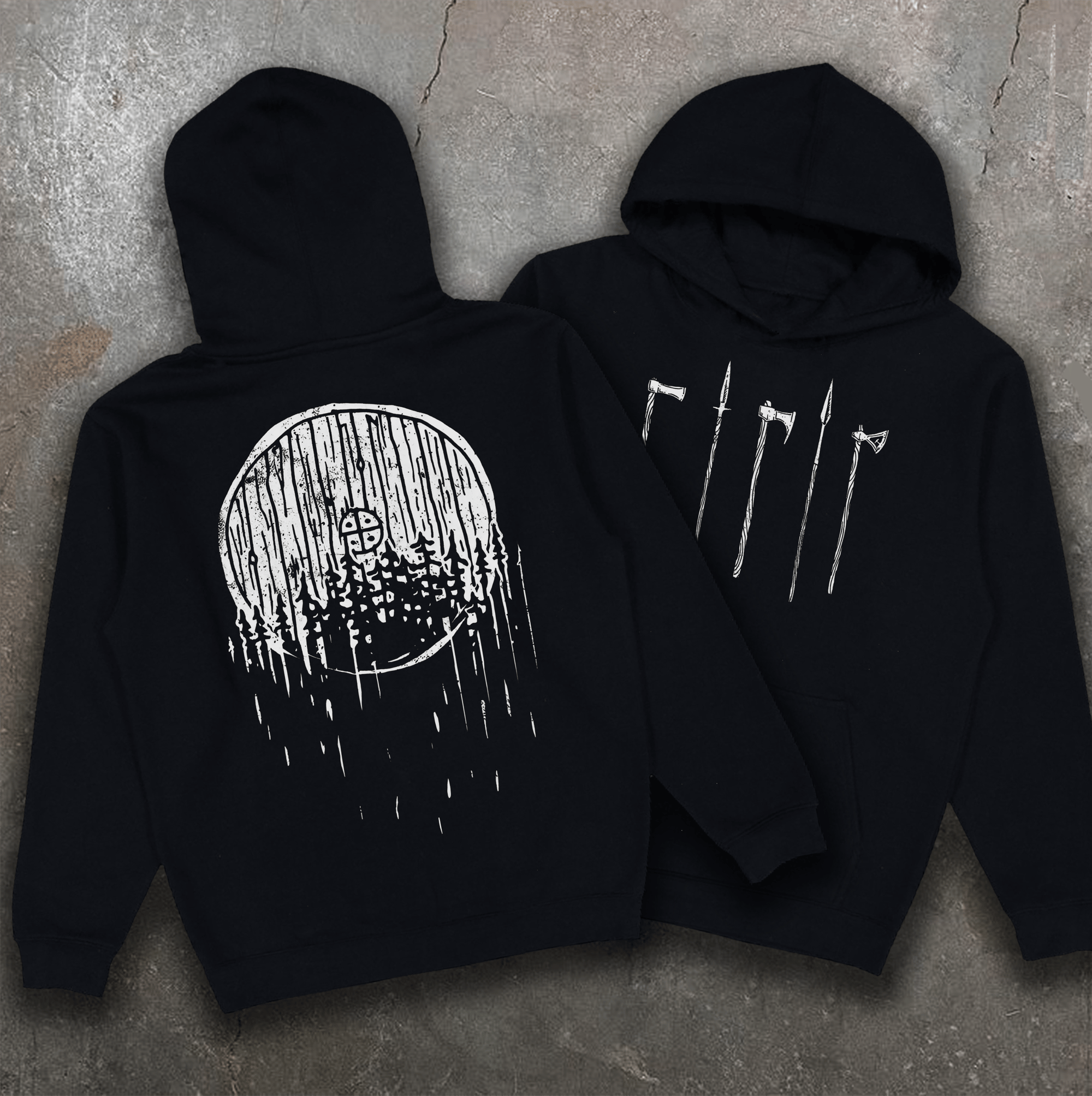 Худі з принтом scandinavian shield чорне на флісі / без флісу We feel