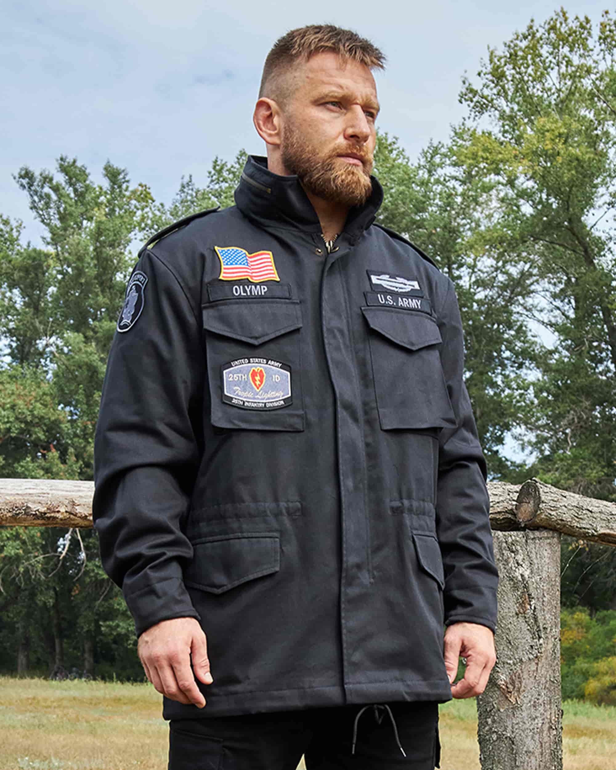 Куртка M-65, чорна з американськими нашивками Olymp