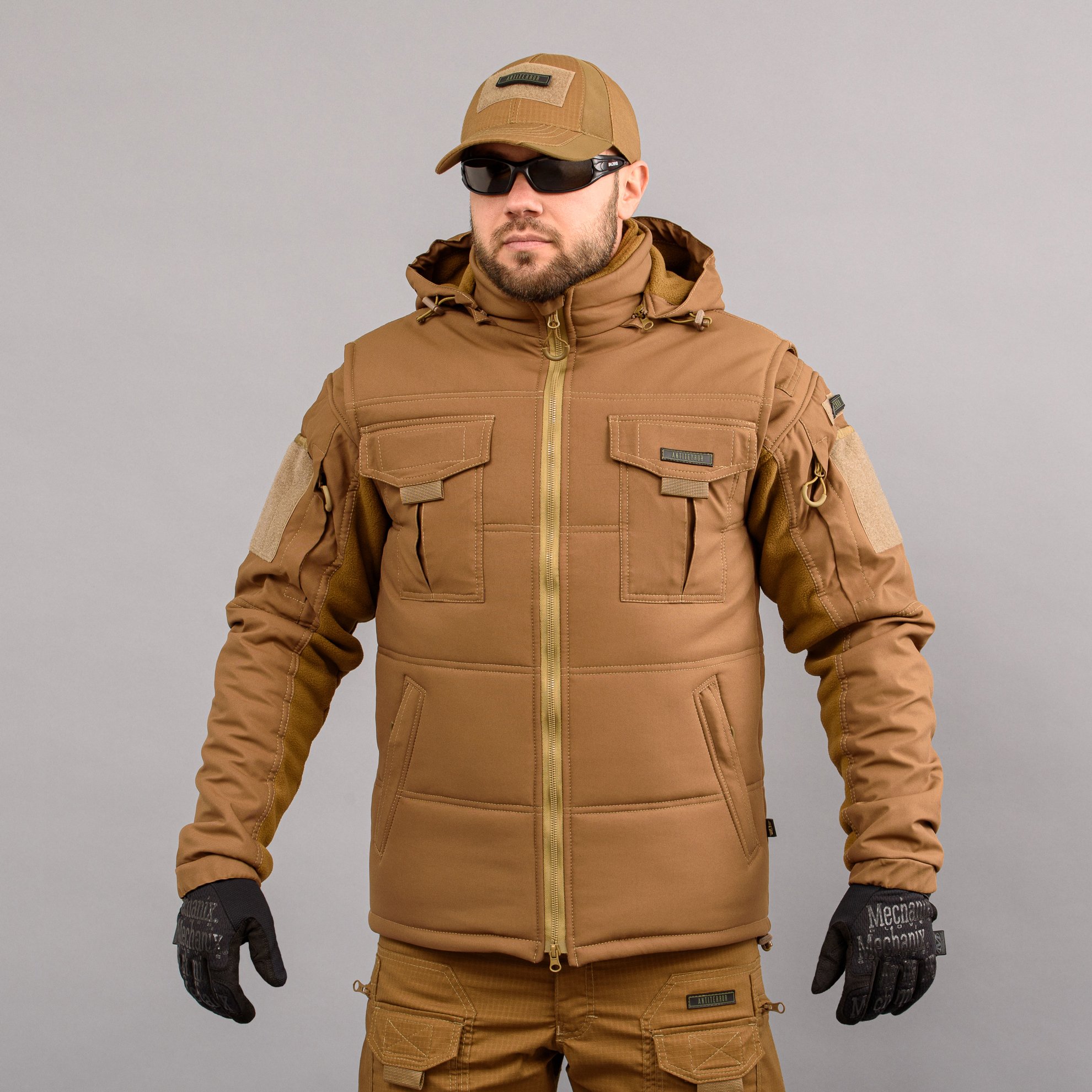 Жилетка утеплена з капюшоном "ANTITERROR II" COYOTE (Мембрана + Синтепон) Armoline