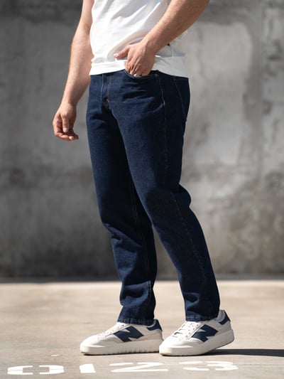 Джинси чоловічі мом повсякденні Denim Темно сині TEAMV - Фото 3