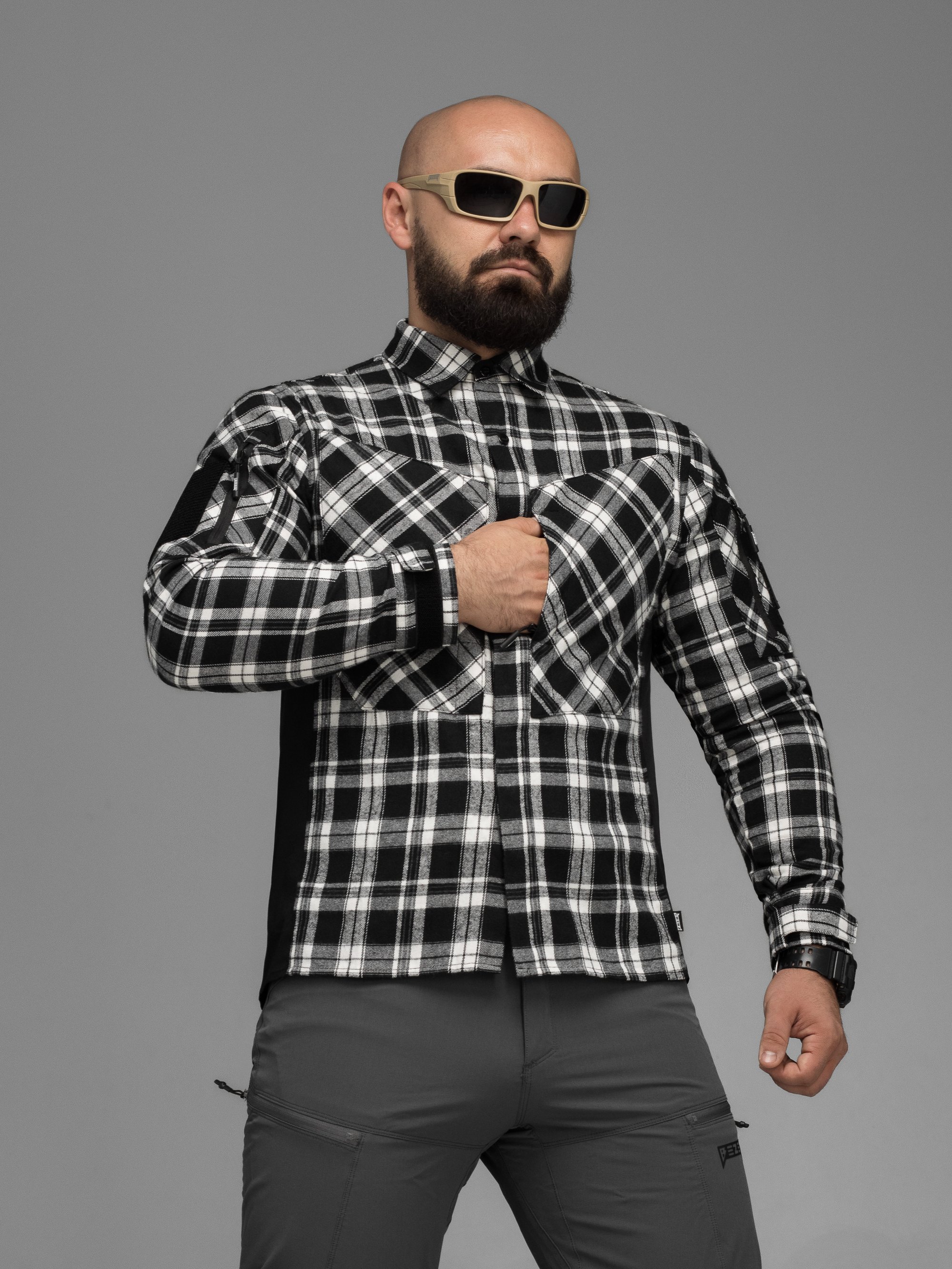 Сорочка фланелева BEZET Defender чорний/білий - Фото 5