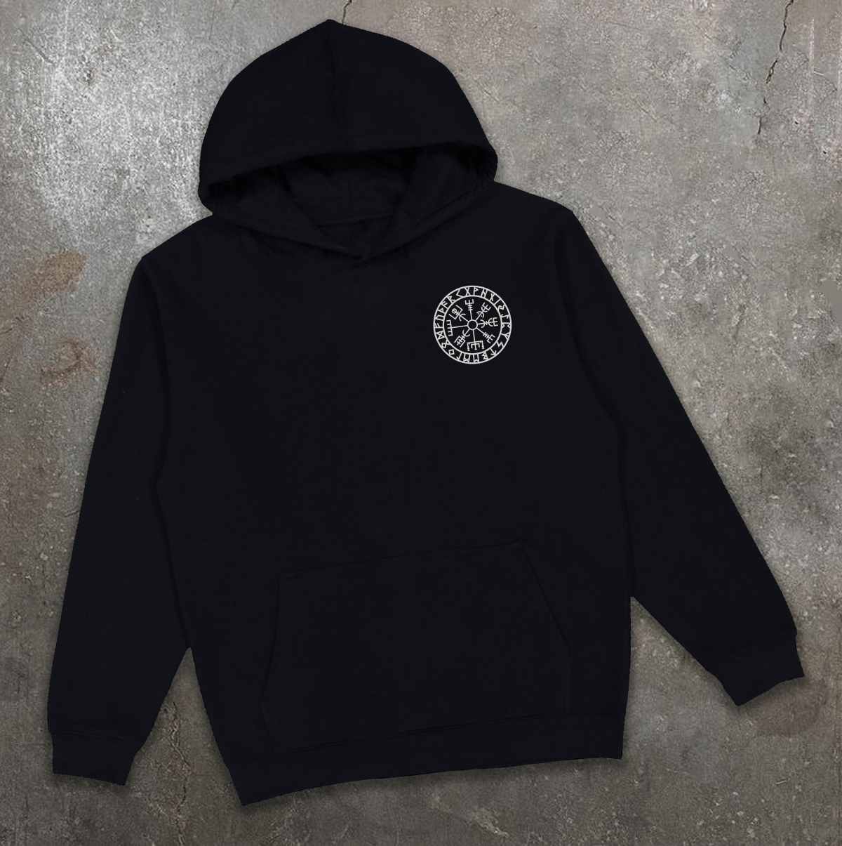 Худі утеплене з принтом Agyshjalm 01 чорне