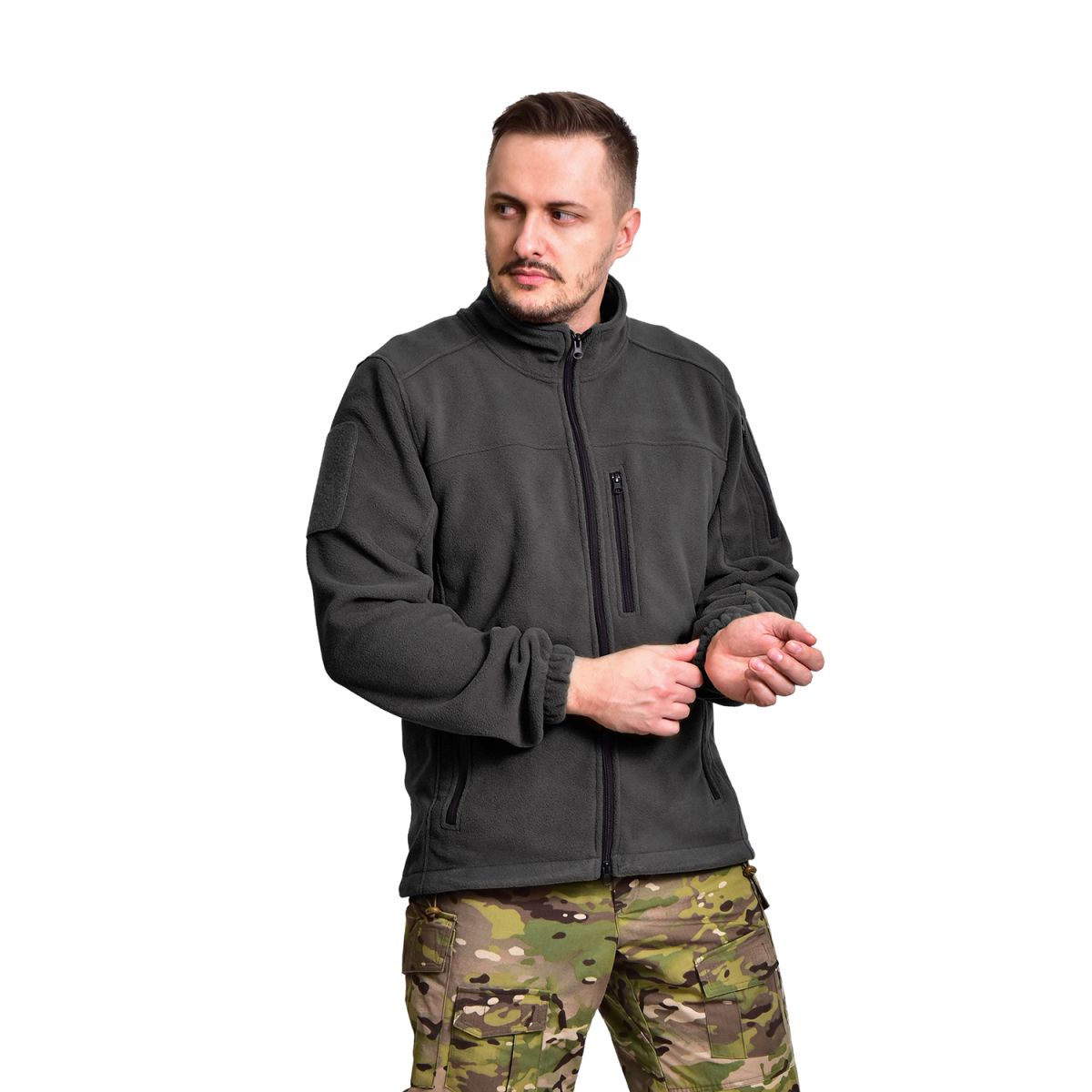 Флісова кофта на блискавці M1014 Tactical Series. Колір Чорний GIG MILITARY