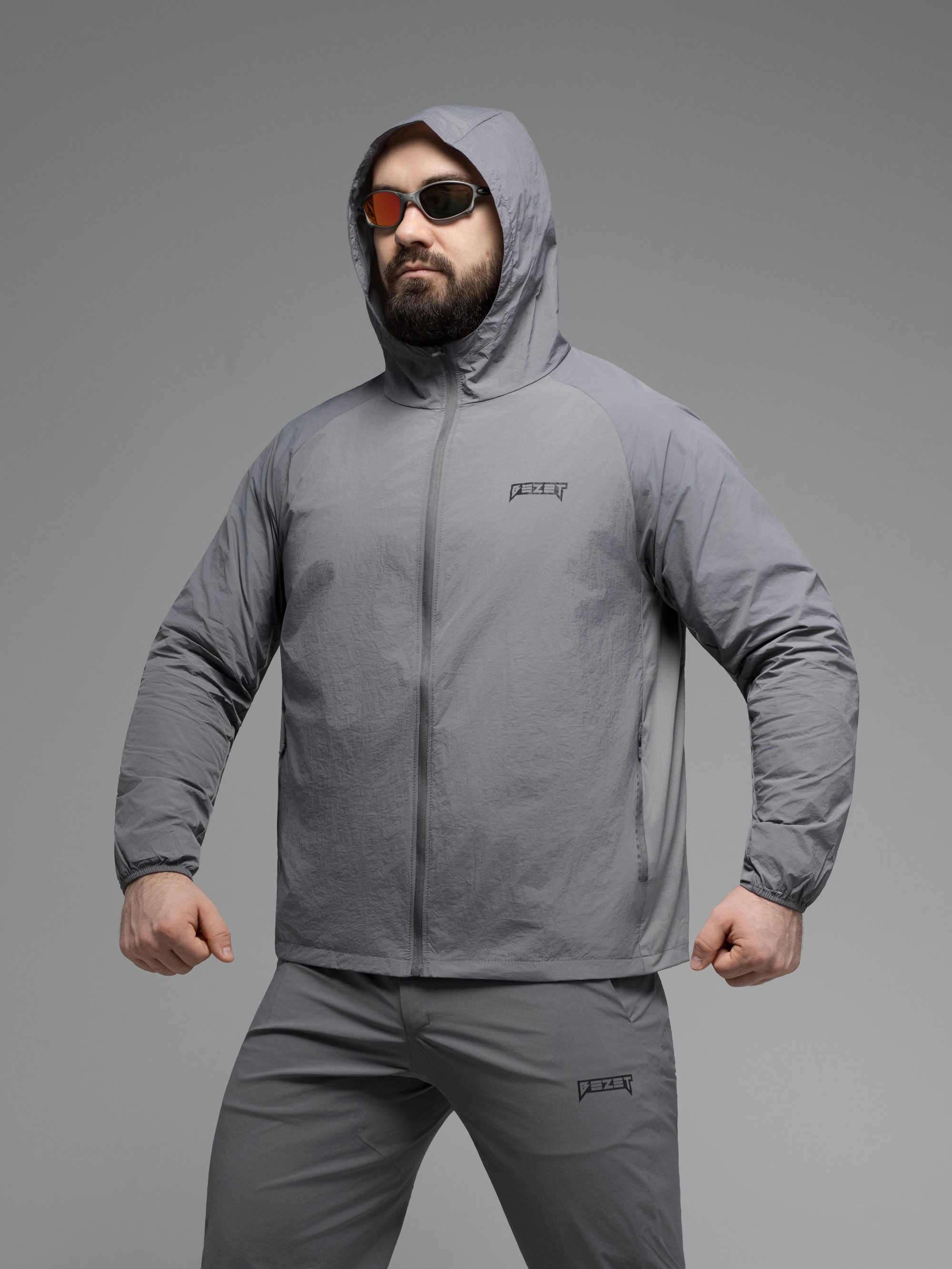 Куртка вітрівка BEZET Solguard UV 100 сірий - Фото 11