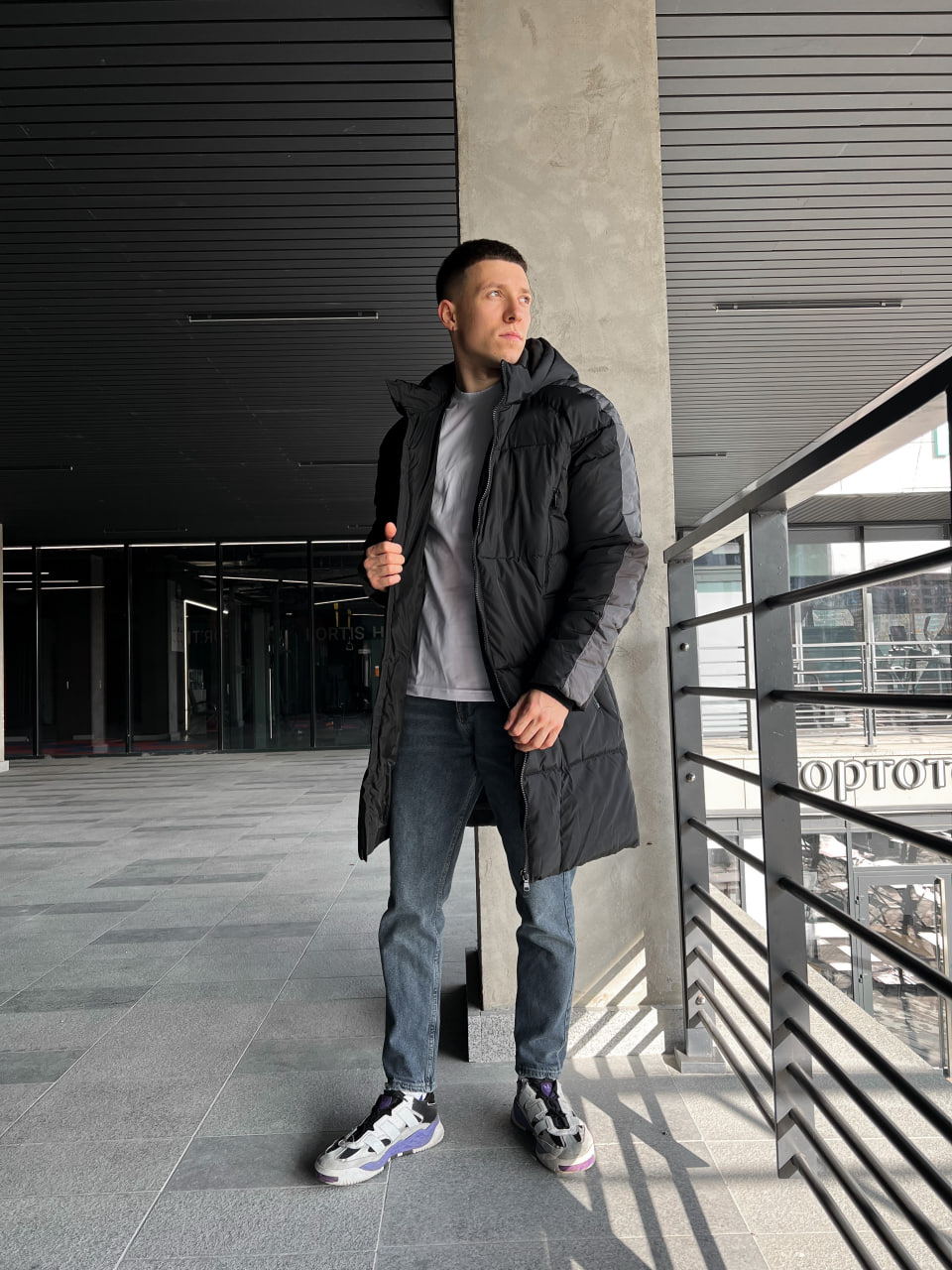 Мужская зимняя пуховая куртка парка Reload Stripe черная