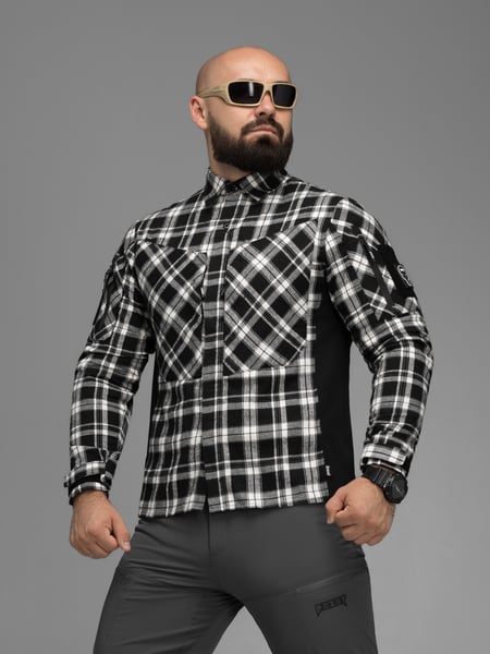 Сорочка фланелева BEZET Defender чорний/білий