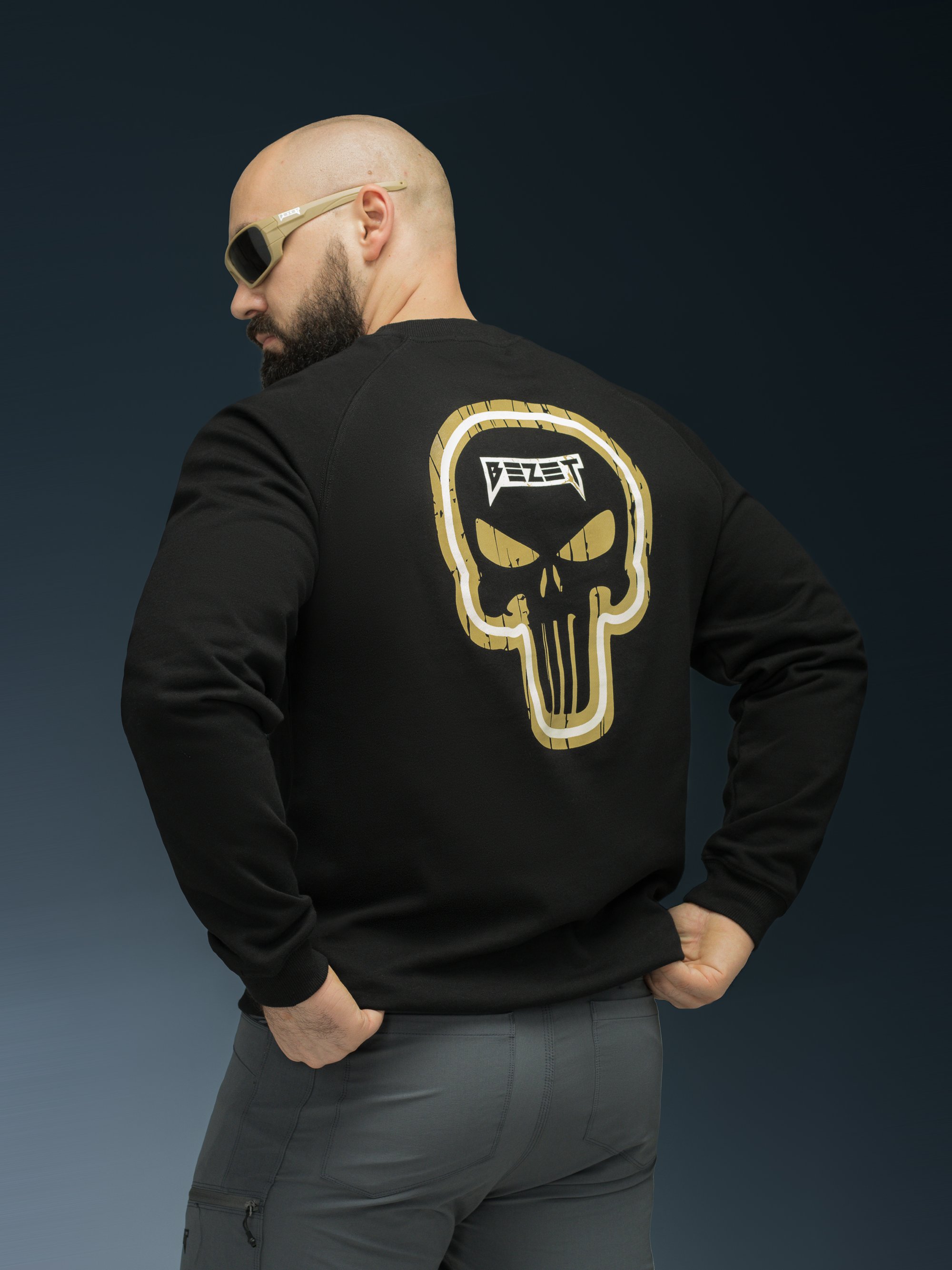 Кофта світшот BEZET Skull Unit чорний - Фото 4