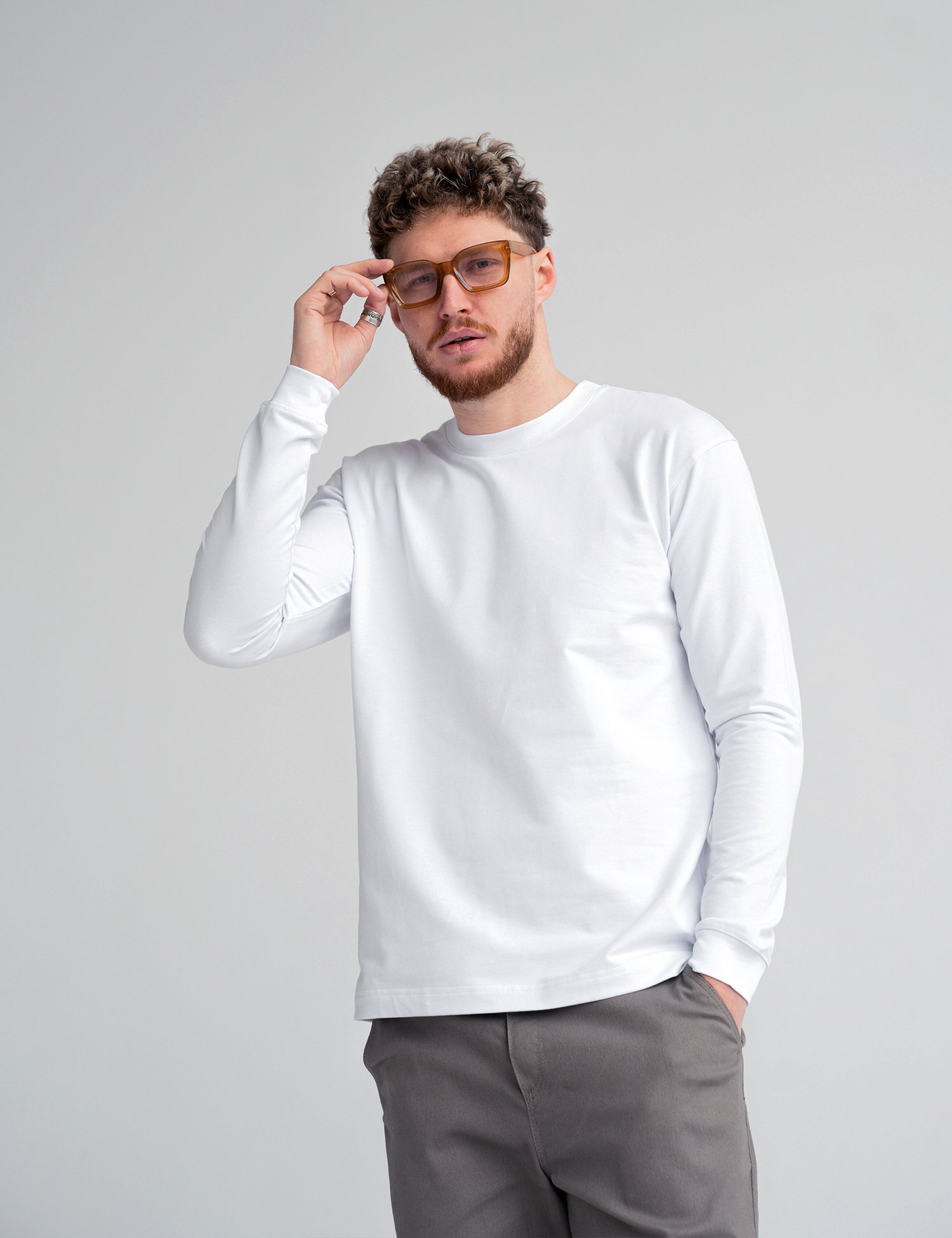 Мужская футболка с длинным рукавом Long sleeve Teamv Белый TEAMV