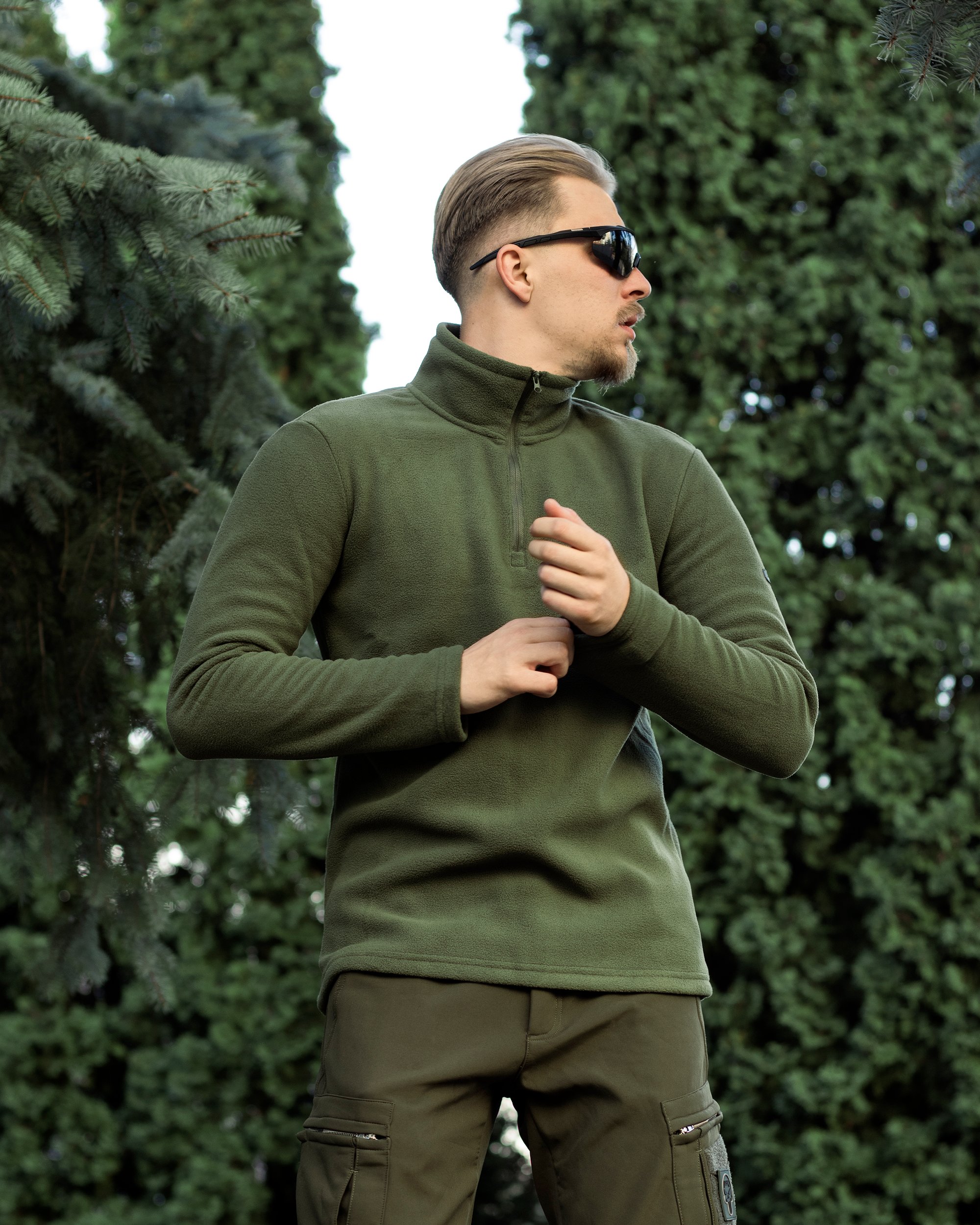 Кофта флісова Alpha хакі - Фото 5