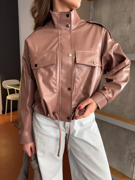 Жіноча шкіряна куртка Reload - Linveya, капучино