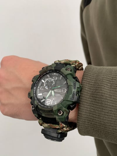 Чоловічий водостійкий тактичний годинник Hemsut Military з компасом - Фото 13