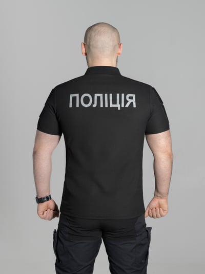 Футболка поло тактична BEZET Поліція рефлектив чорний - Фото 10