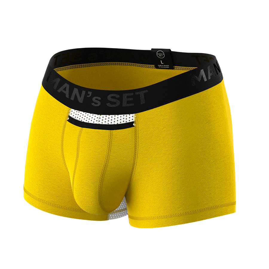 Чоловічі анатомічні боксери з бавовни із сіткою, Anatomic Classic Light, Black Series, лимонний MansSet