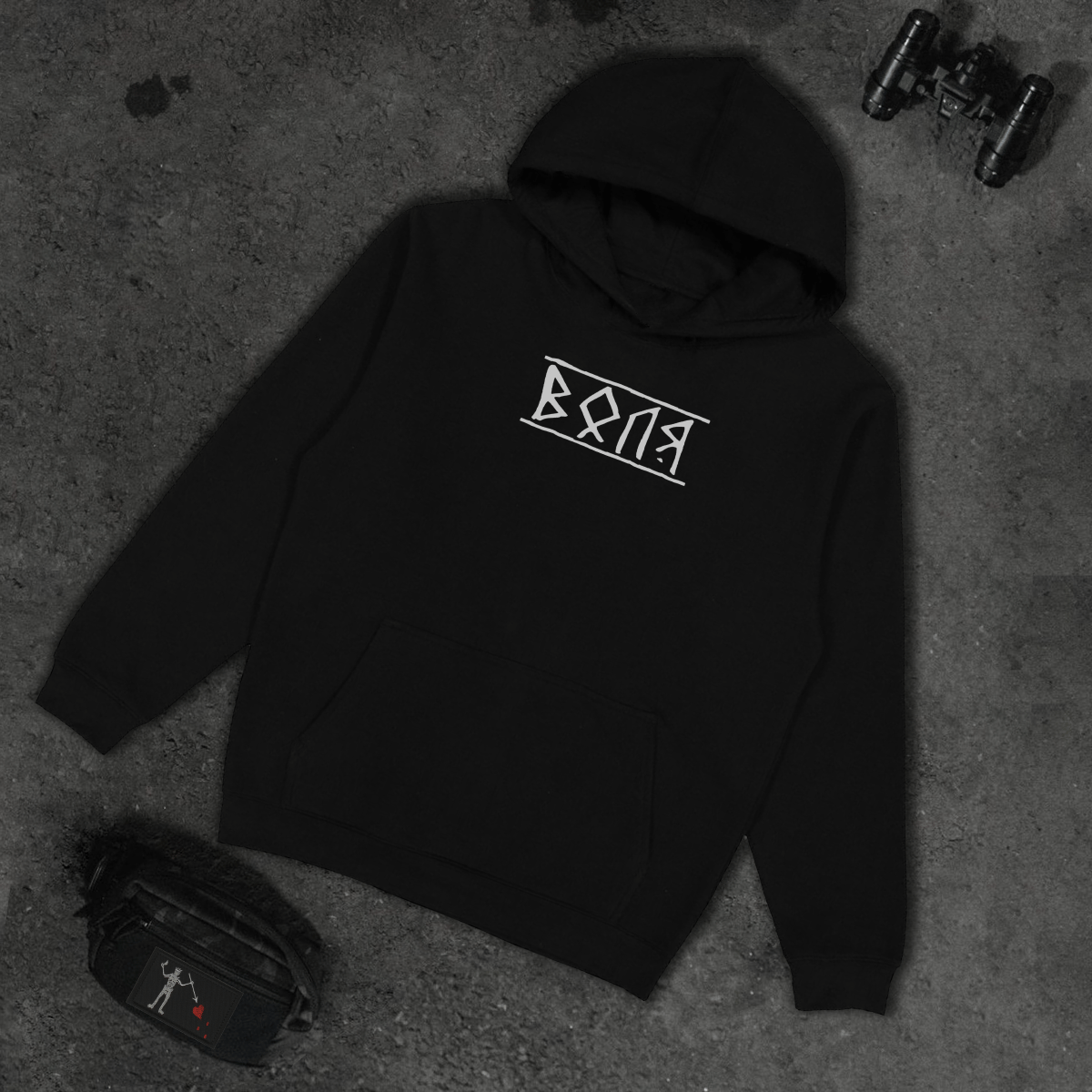 Худі утеплене з принтом Воля чорне