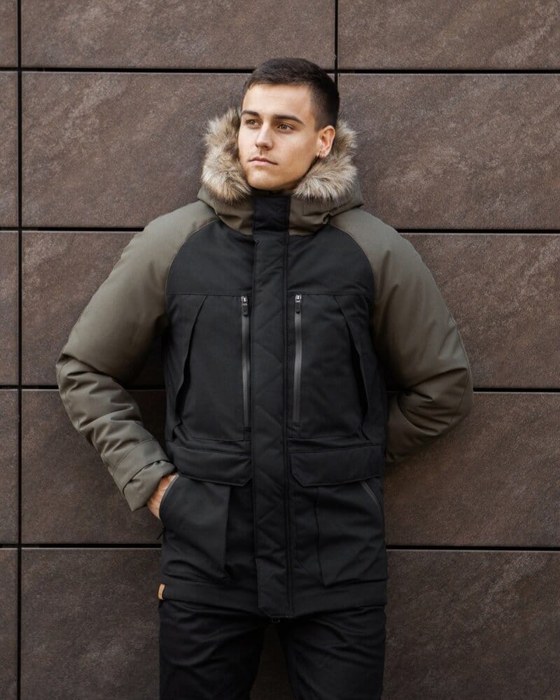 Парка мужская зимняя средняя на коттоне с капюшоном Pobedov seniora udacha