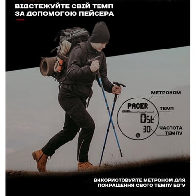 Чоловічий водостійкий тактичний годинник North Edge Alps Black з компасом, 2 ремінці - Фото 14