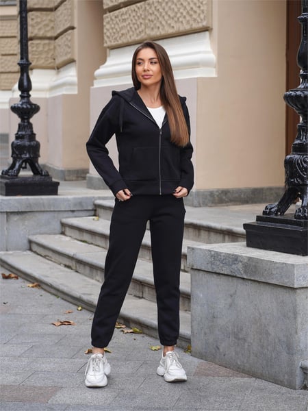 Жіночий теплий костюм на блискавці ZIP FUR Чорний TEAMV