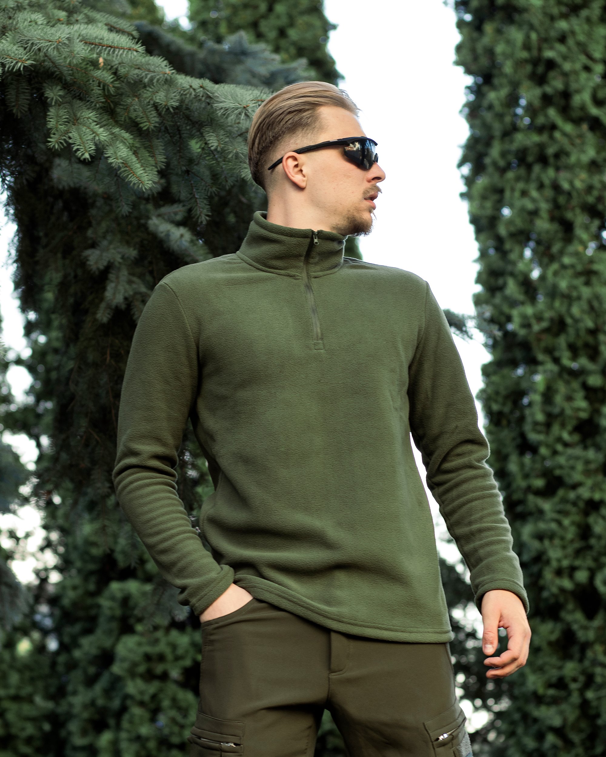 Кофта флісова Alpha хакі - Фото 4