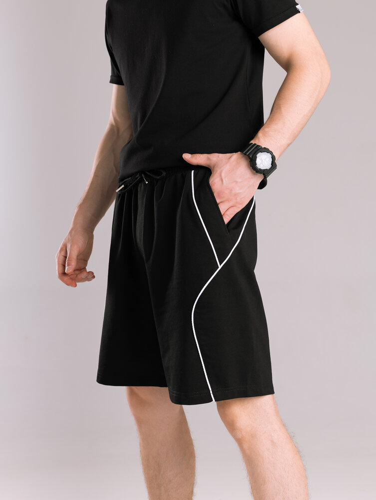 Чоловічі чорні шорти прямого крою весна/літо Pobedov Shape