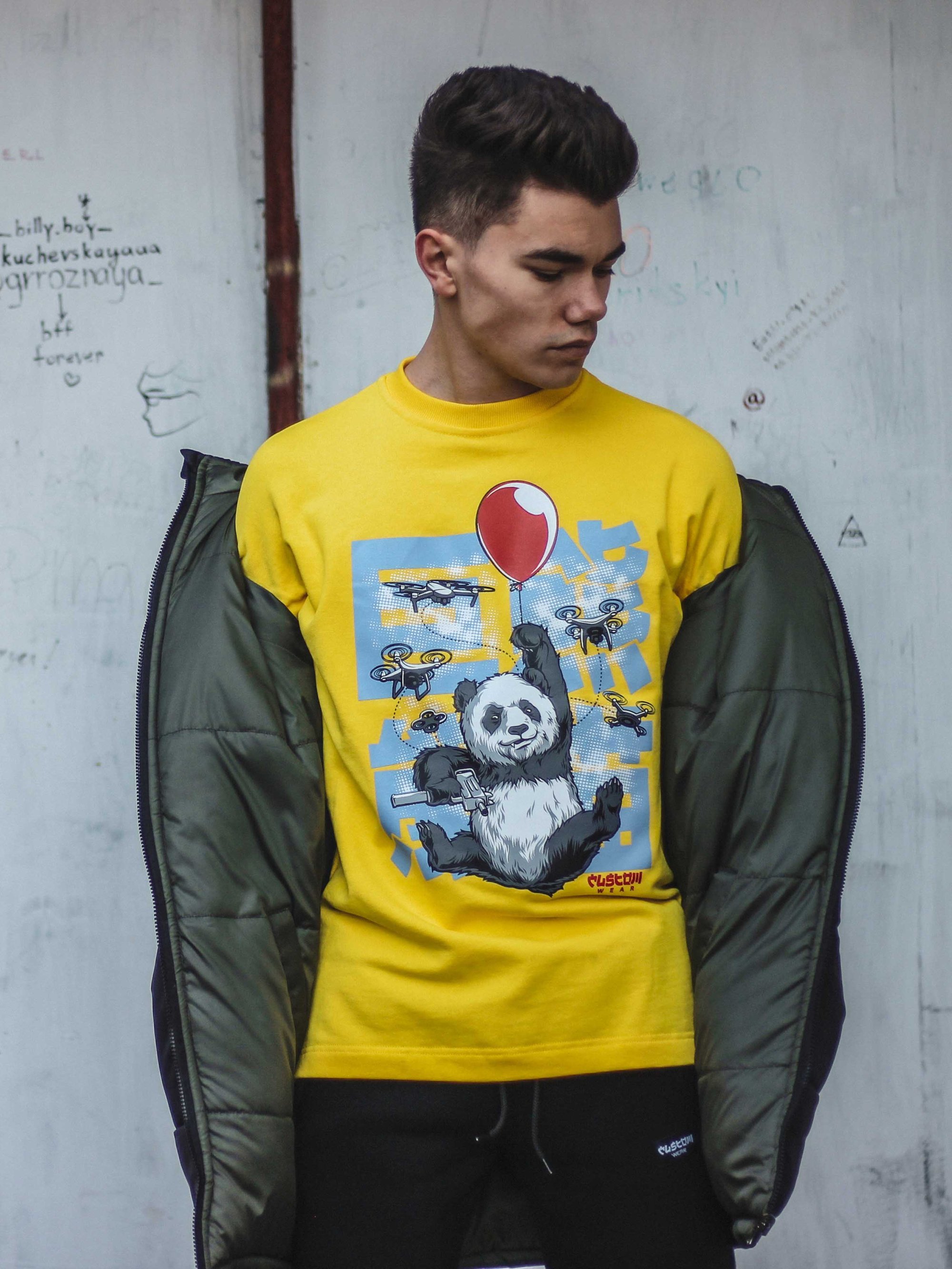 Світшот без начосу Custom Wear Criminal Panda жовтий - Фото 1