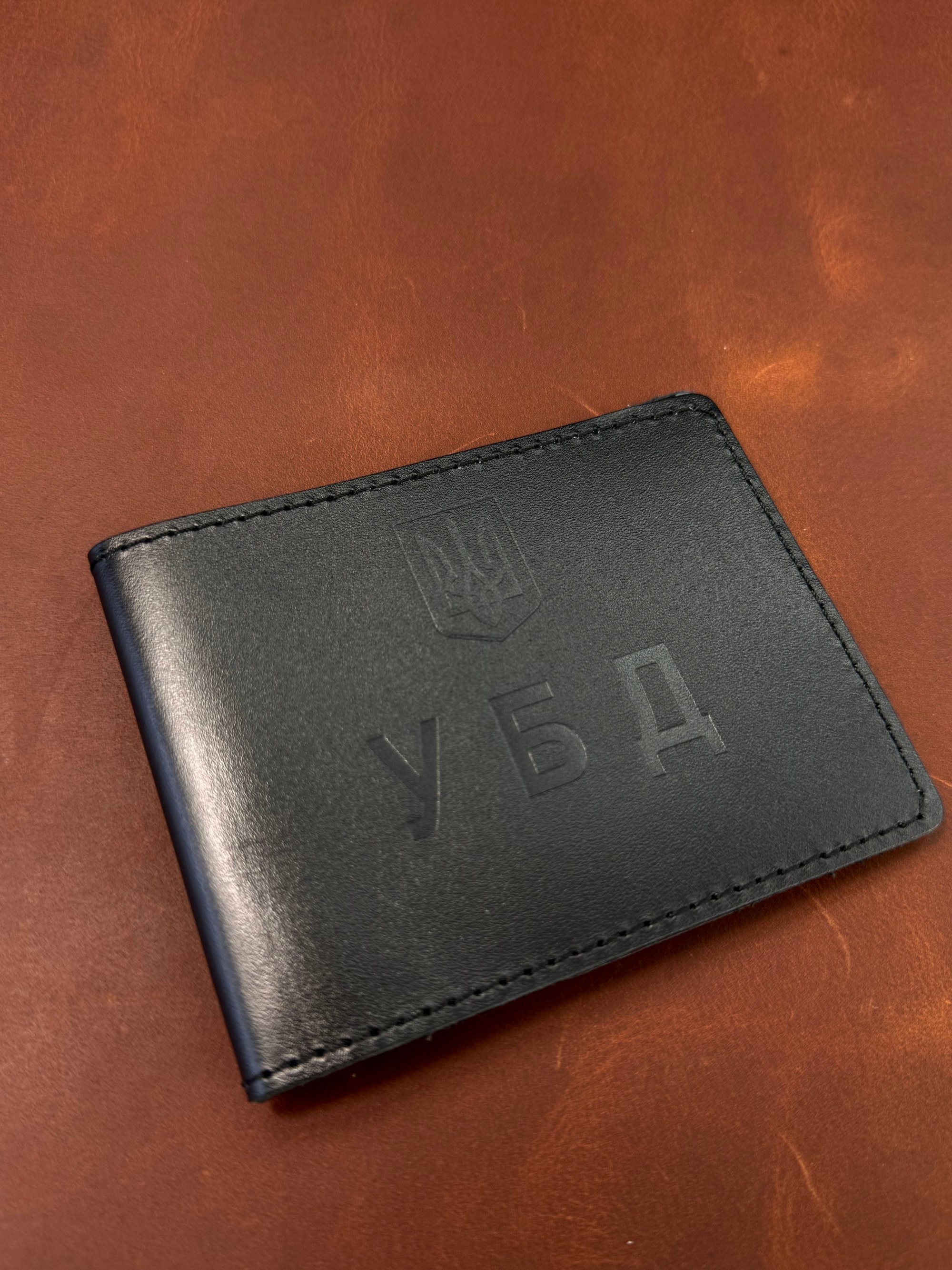 Обкладинка на посвідчення УБД із натуральної гладкої шкіри чорна SKILL