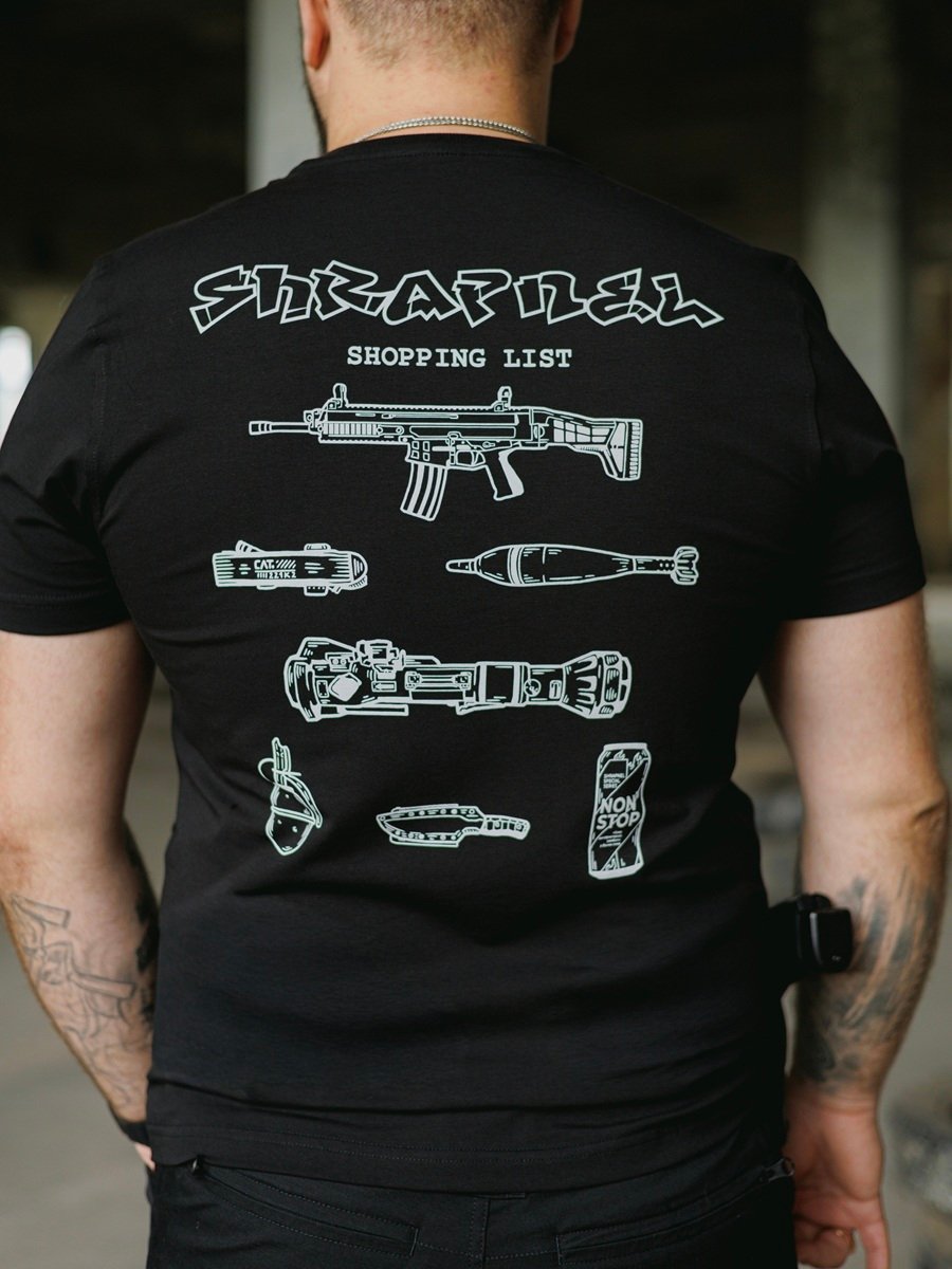 Футболка Shopping list чорна з еластаном Shrapnel