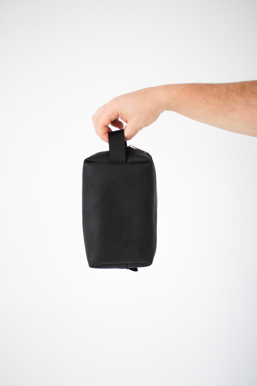 Чоловічий несер, косметичка з натуральної шкіри чорний SKILLSKILL