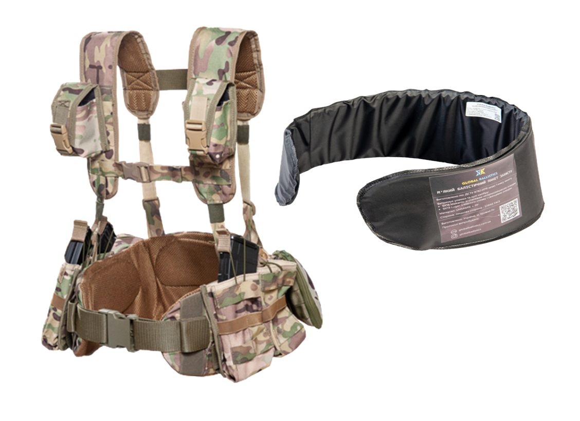 Ремінно-плечова система мультикам РПС Warbelt Molle з підсумками з протиуламковим пакетом СПЕЦПРОМ КР