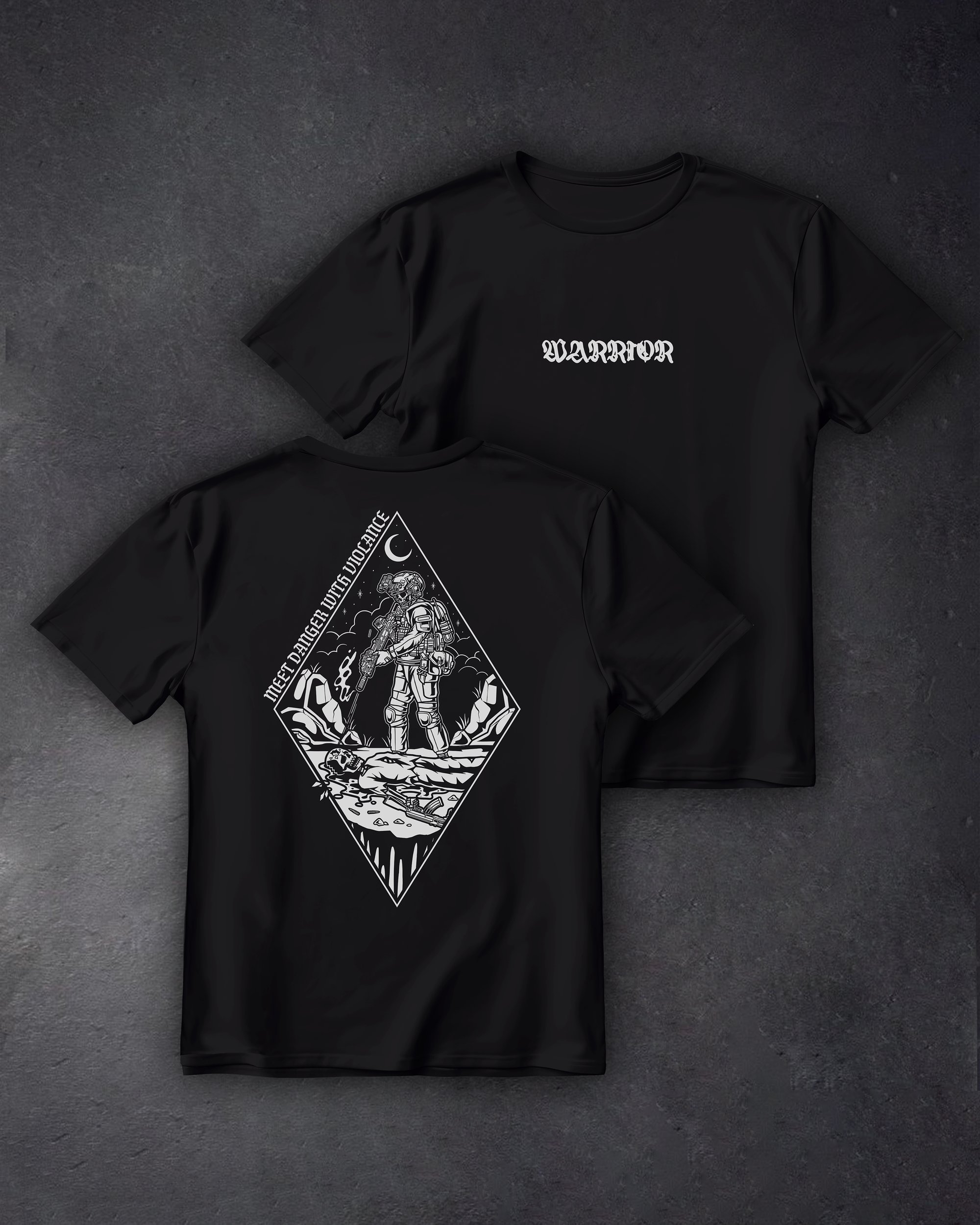 Футболка з принтом Meet Danger With Violance We feel