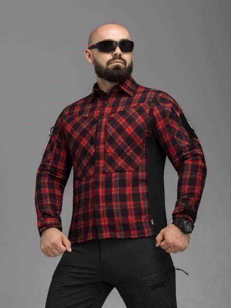 Сорочка фланелева BEZET Defender чорний/червоний