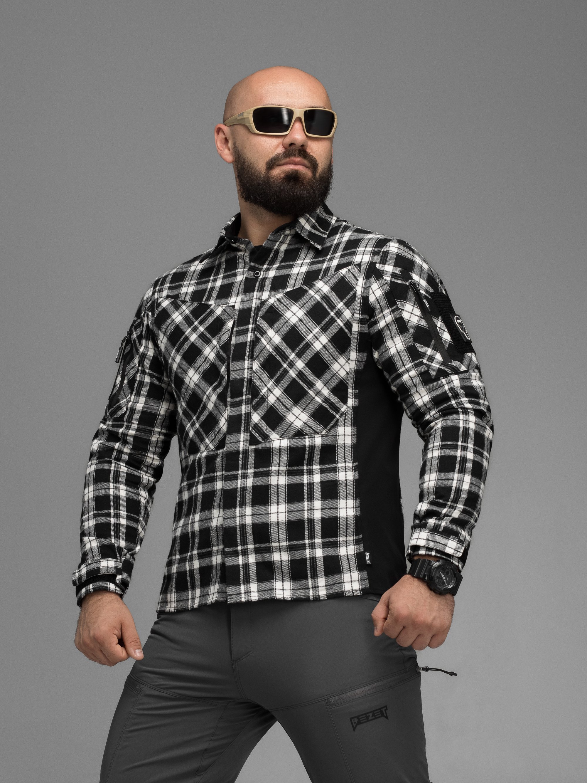 Сорочка фланелева BEZET Defender чорний/білий - Фото 8