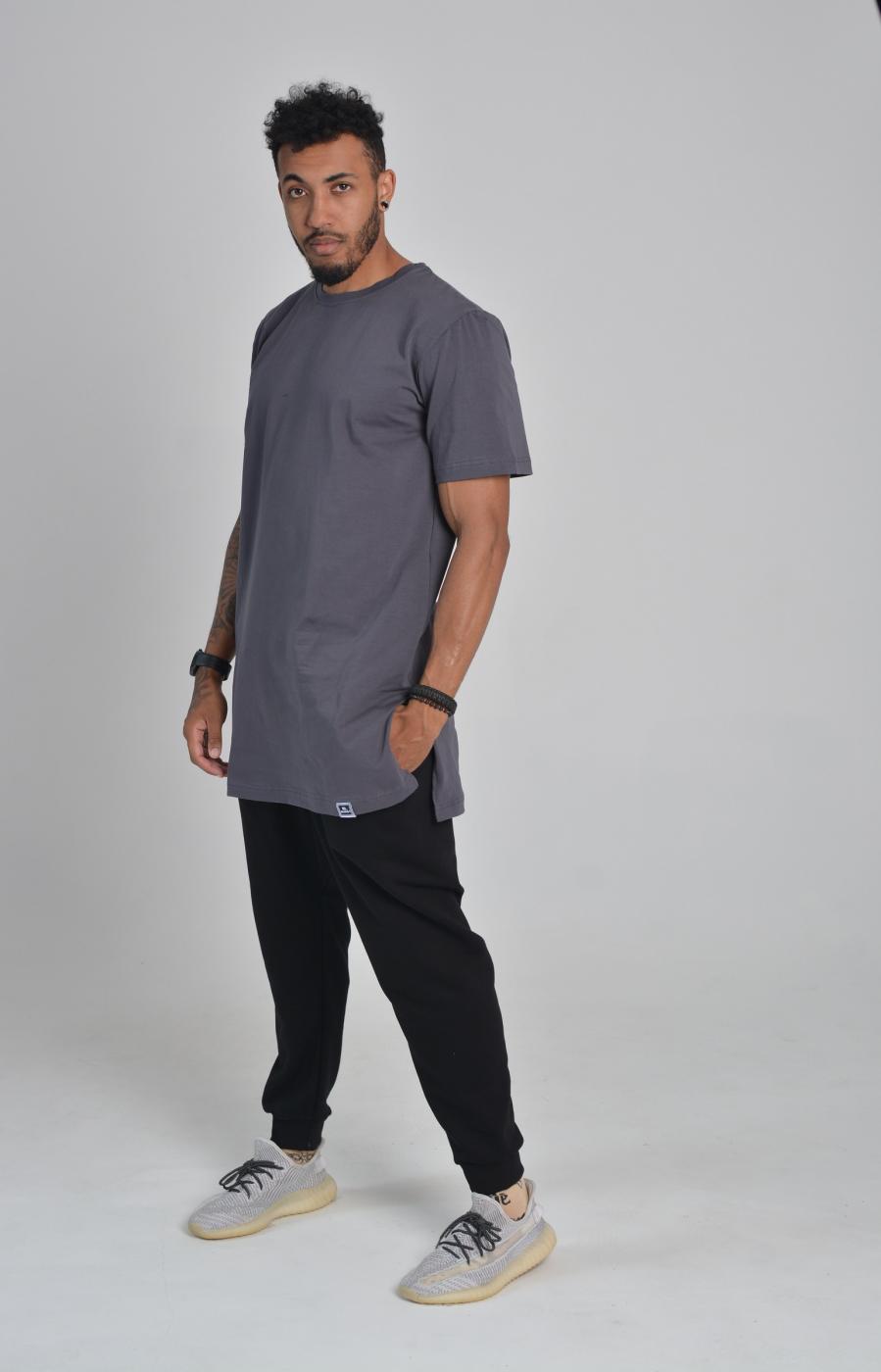 Футболка длинная серая Hi Mate