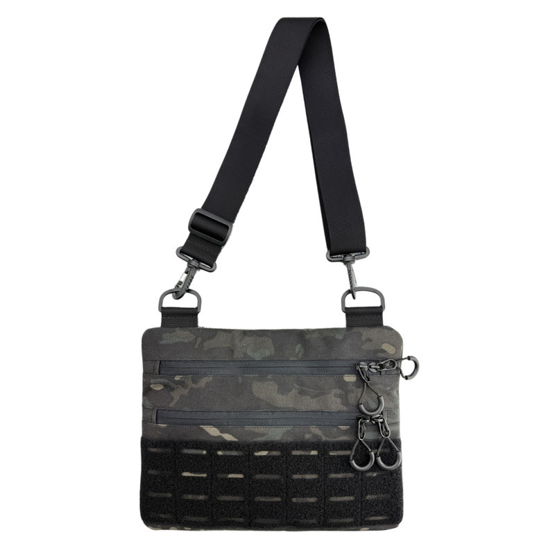 Чоловіча тактична сумка через плече, кобура з патч панеллю, чорний мультикам Кордура HardKIT