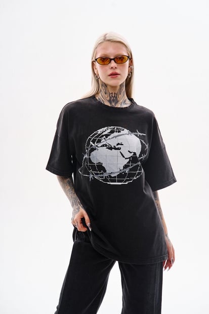 Футболка оверсайз крою з вареним ефектом "Мережа" TURWEAR