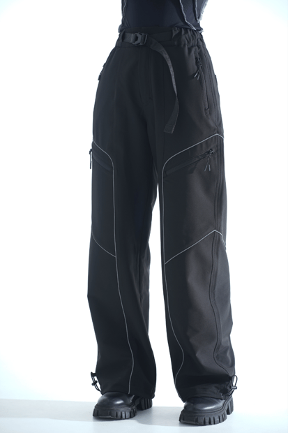 Жіночі карго брюки з нейлону та рефлективним кантом "Void", чорний TURWEAR