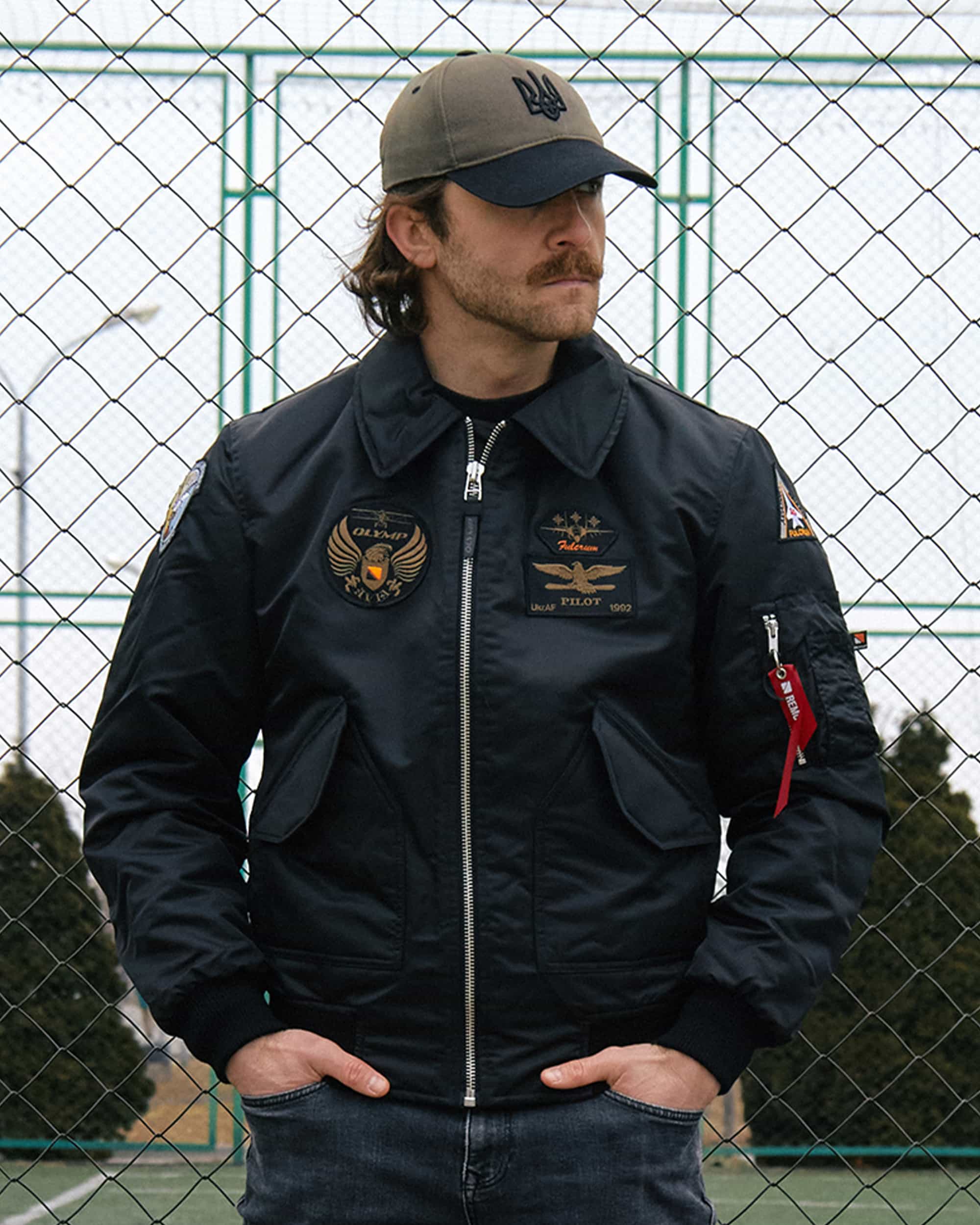 Бомбер CWU чорний з нашивками 40 БрТА Olymp