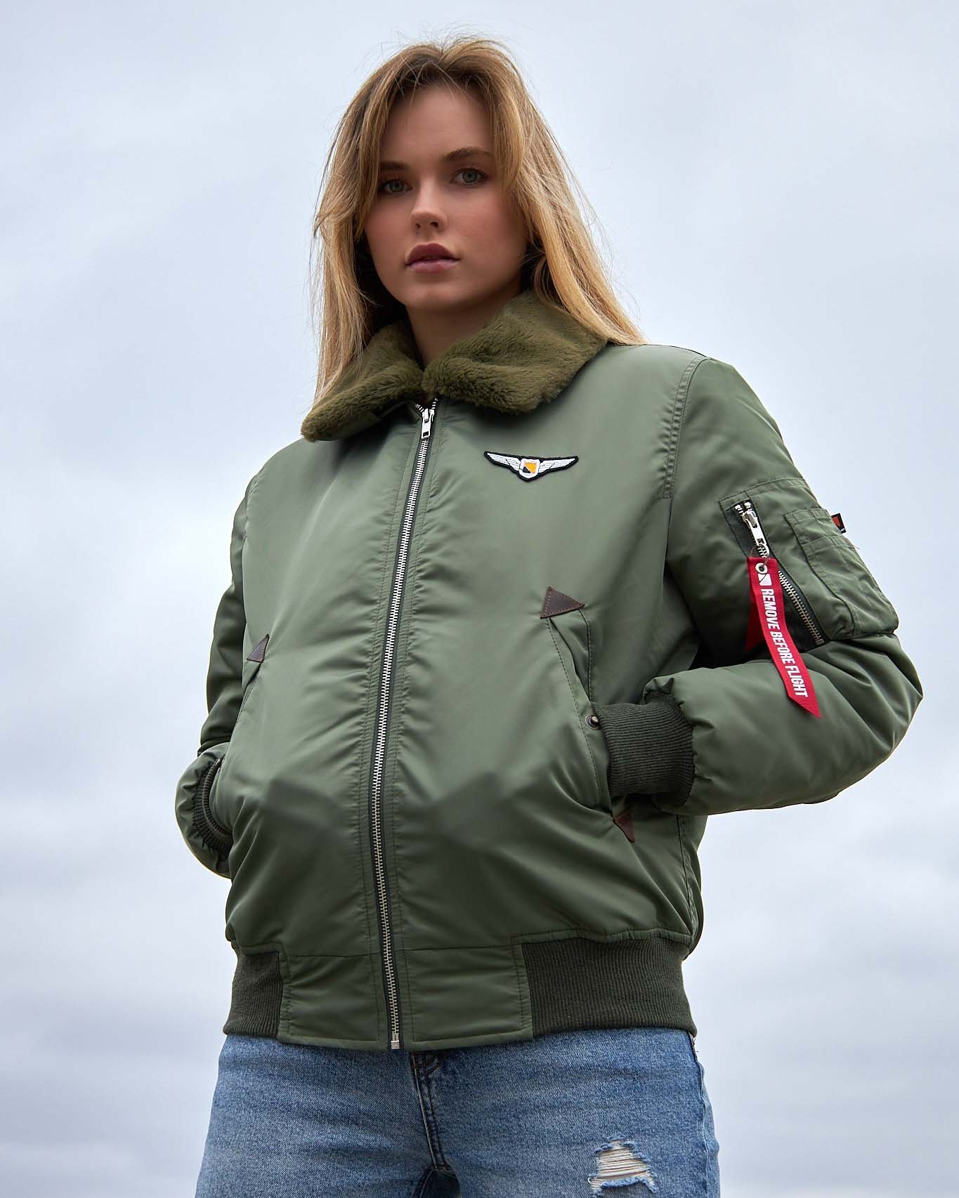 Бомбер B-15 хакі жіночий Olymp