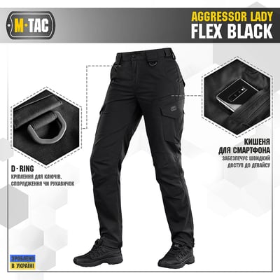 Жіночі тактичні штани M-Tac Aggressor Lady Flex. Чорний - Фото 4