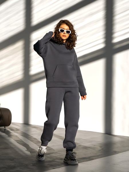 Жіночий теплий спортивний костюм OVERSIZE Medium Графіт