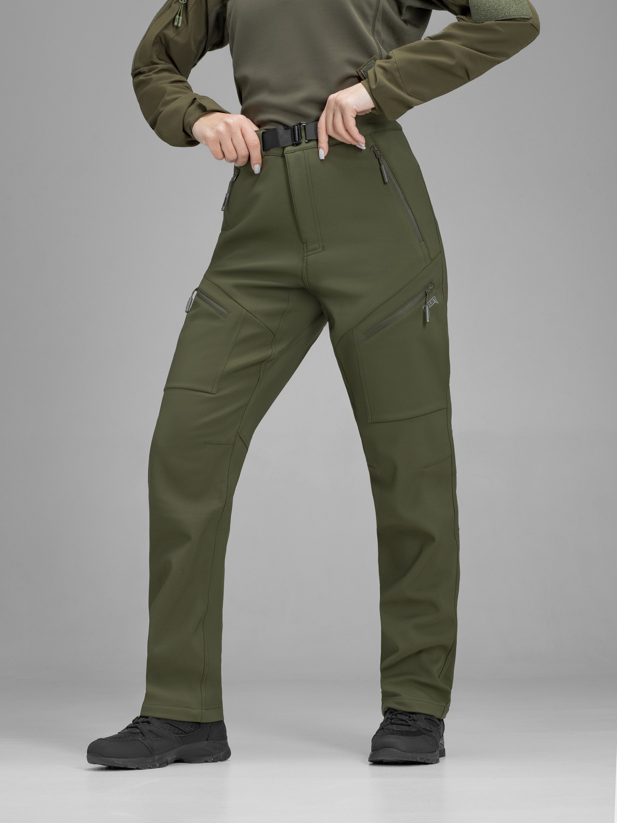 Штани карго тактичні жіночі Softshell BEZET Techwear хакі - Фото 1