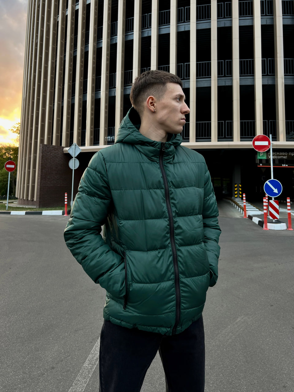 Мужская куртка стеганая демисезонная Reload Rainbow23 темно зеленый