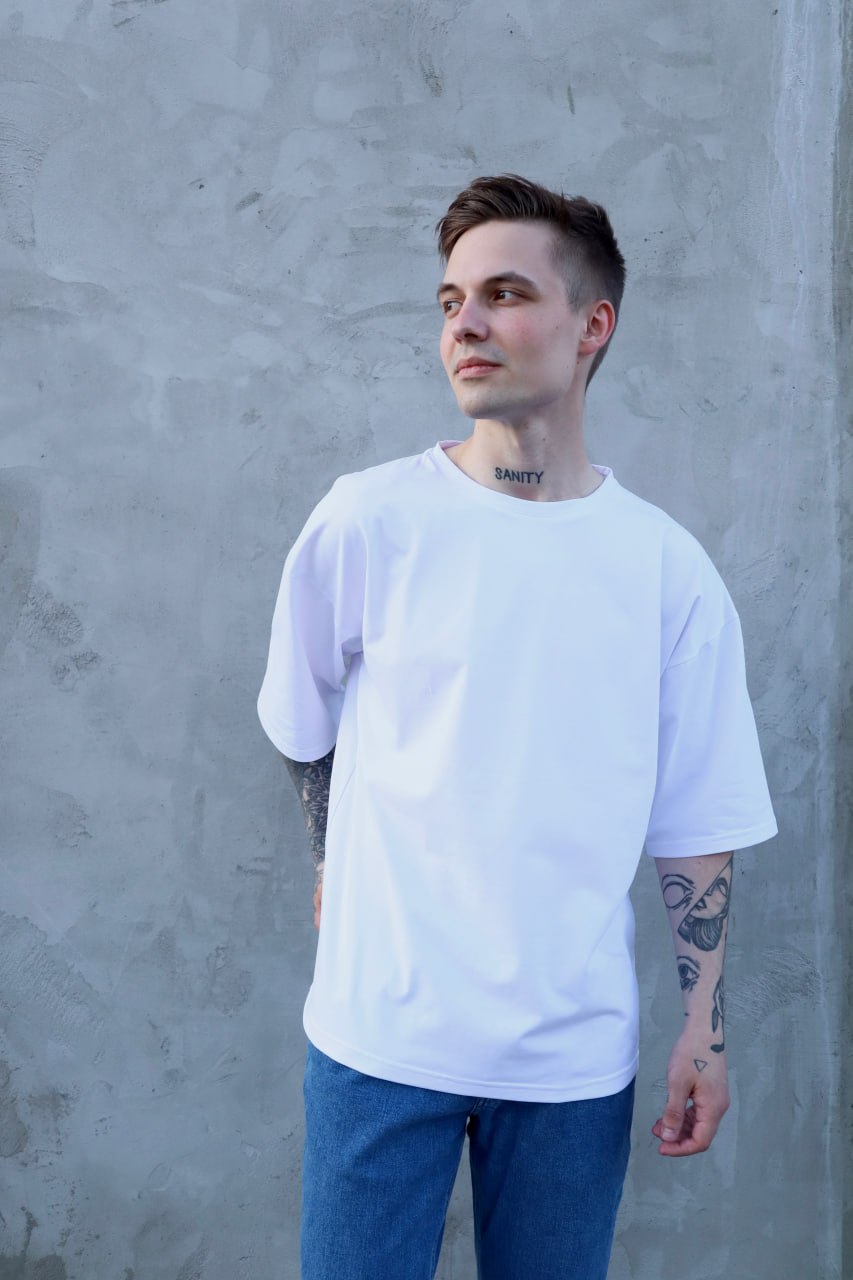 Мужская футболка однотонная оверсайз Reload Overprint белая
