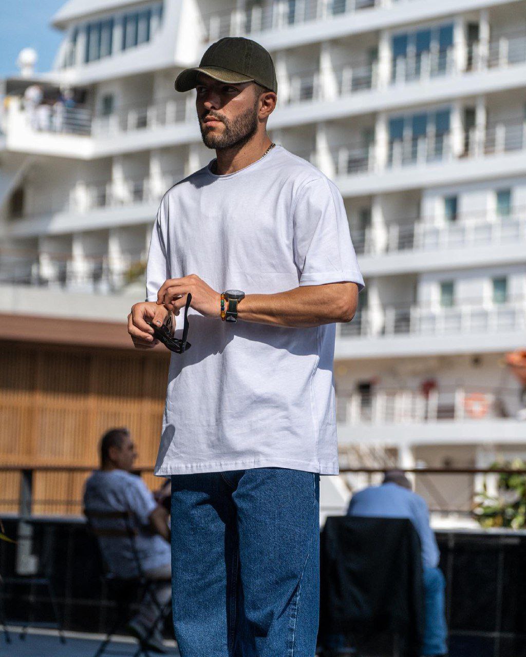 Мужская футболка однотонная оверсайз белая Reload 