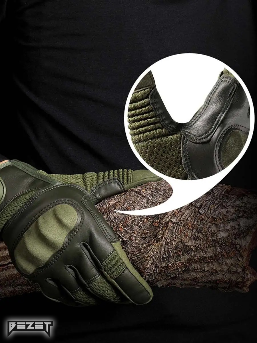 Рукавиці тактичні BEZET Hawk хакі - Фото 7