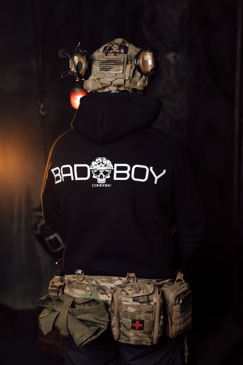 Худі чорне оверсайз "Череп надпис 2.0" Bad Boy Company