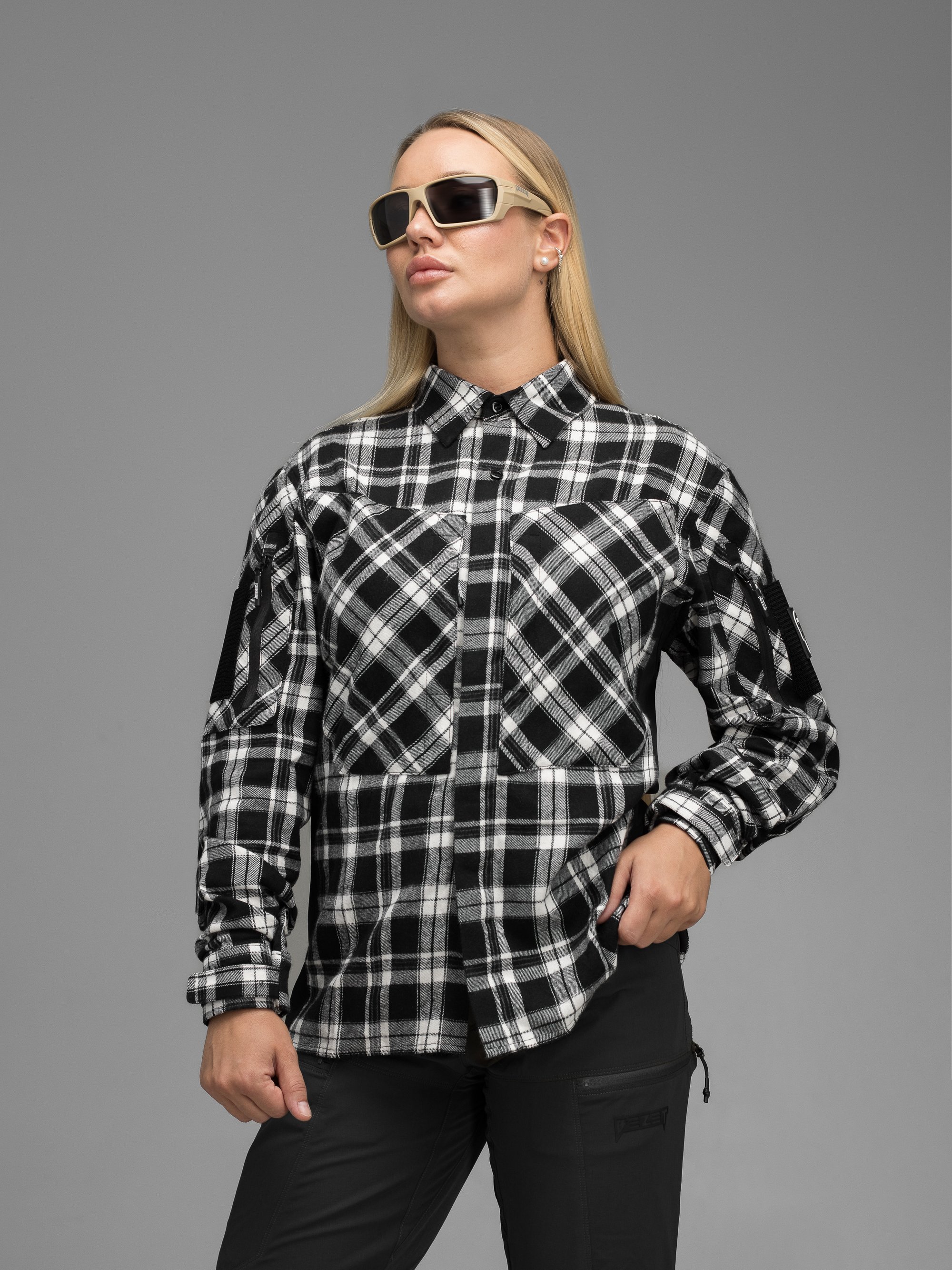 Сорочка фланелева жіноча BEZET Defender чорний/білий - Фото 1