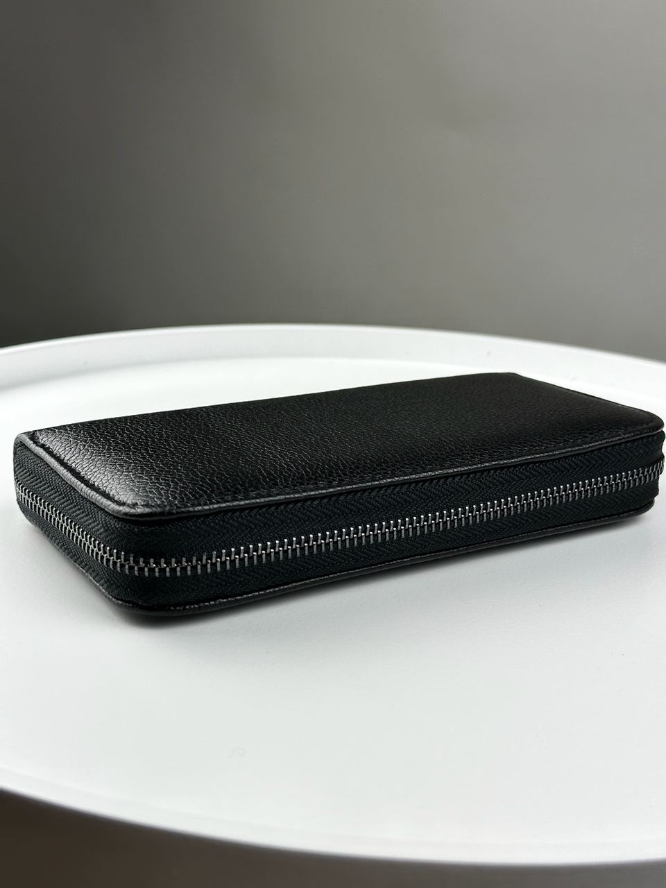 Шкіряний клатч-гаманець із натуральної зернистої шкіри (чорний) SKILL - Фото 6